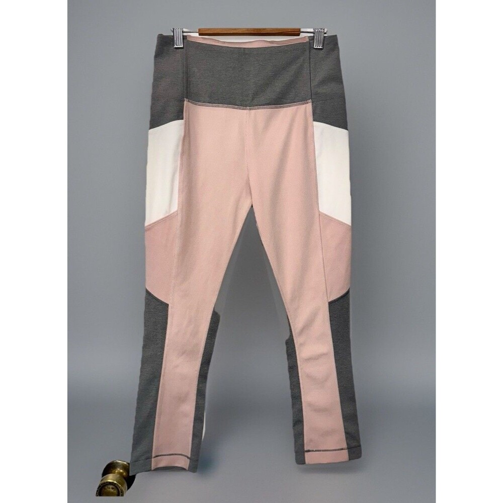 Kate Spade Pink Grey and White Color Block Cropped Leggings